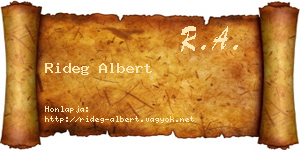 Rideg Albert névjegykártya